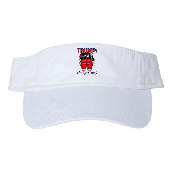 Trump Girl No Apologies Patriotic American Valucap Bio-Washed Visor