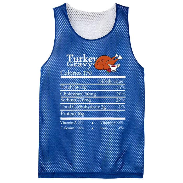 turkey Gravy Nutrition Thanksgiving Costume Food Facts Mesh Reversible Basketball Jersey Tank