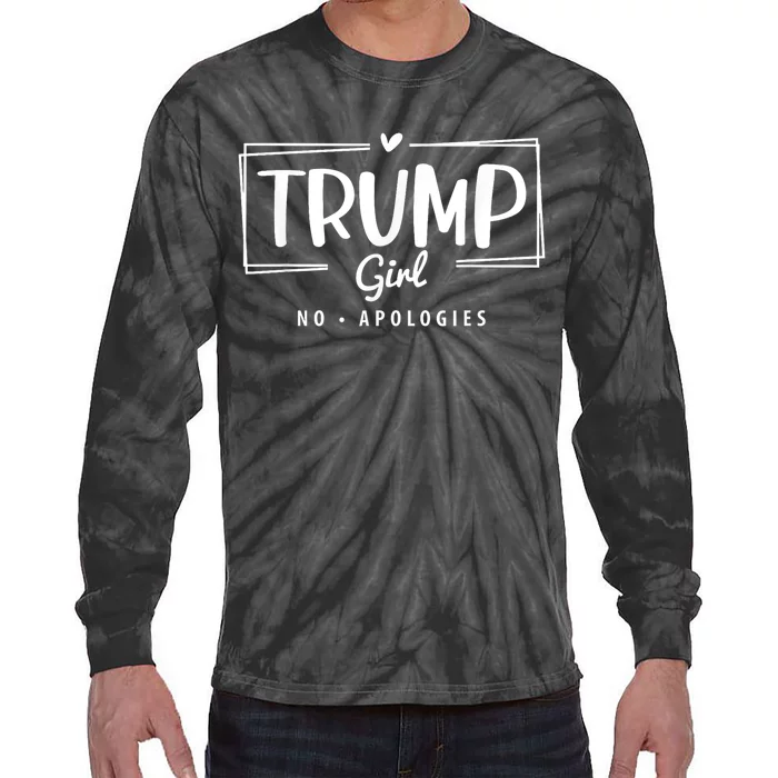 Trump Girl No Apologies Election 2024 Tie-Dye Long Sleeve Shirt