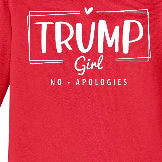 Trump Girl No Apologies Election 2024 Baby Long Sleeve Bodysuit