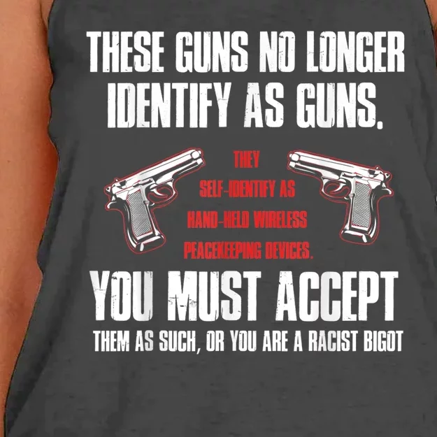 These Guns No Longer Identify As Guns Funny Gun Women's Knotted Racerback Tank