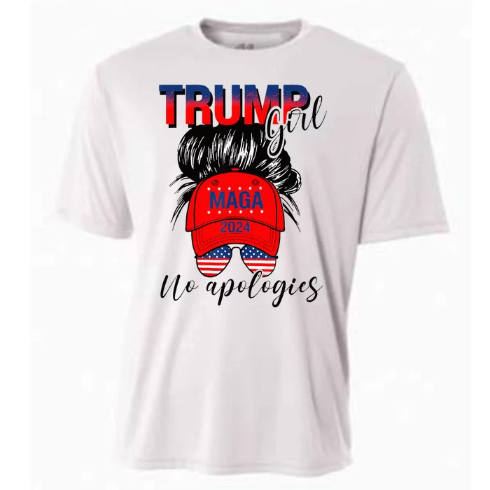 Trump Girl No Apologies Patriotic American Cooling Performance Crew T-Shirt