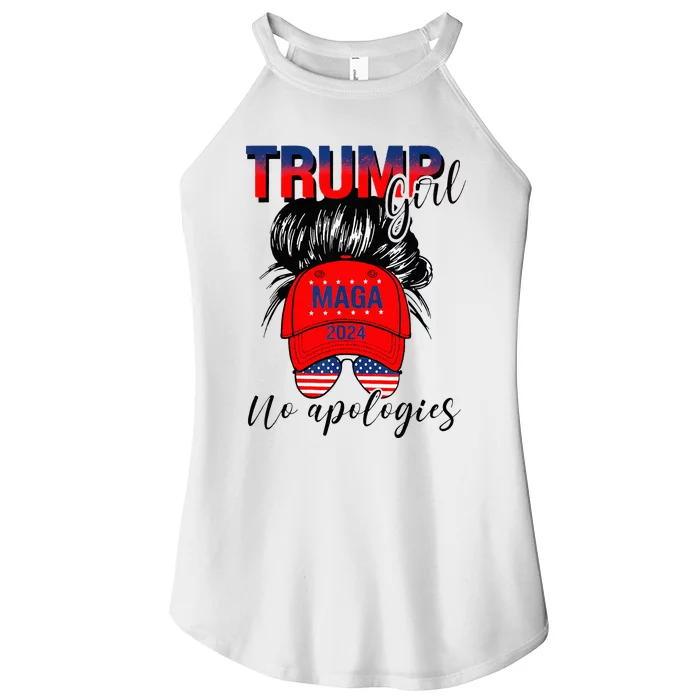 Trump Girl No Apologies Patriotic American Women’s Perfect Tri Rocker Tank