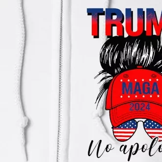 Trump Girl No Apologies Patriotic American Full Zip Hoodie