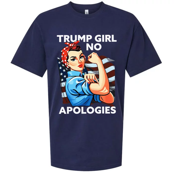 Trump Girl No Apologies Patriotic American Sueded Cloud Jersey T-Shirt