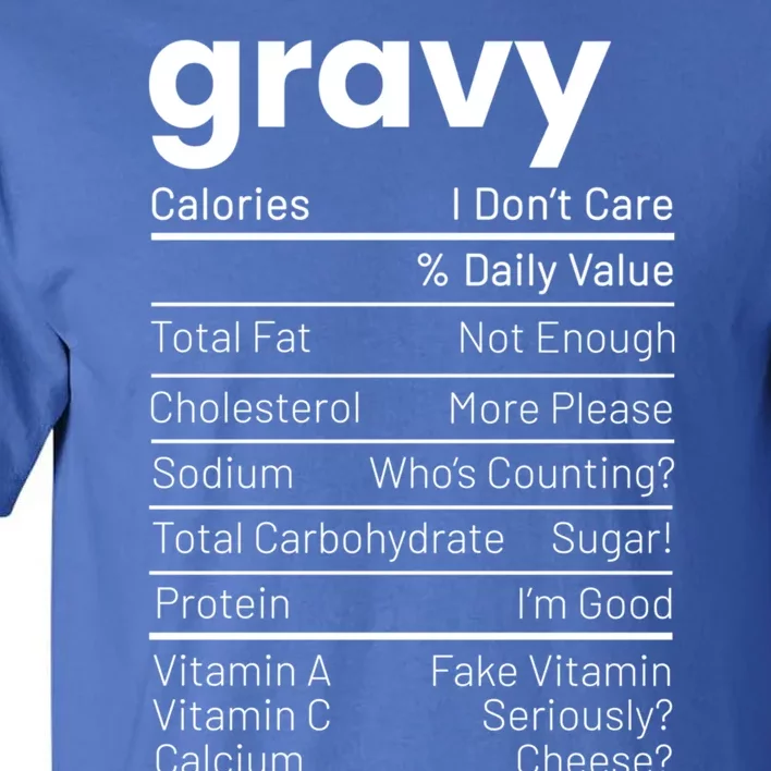 Turkey Gravy Nutrition Facts Thanksgiving Nutrition Facts Gift Tall T-Shirt