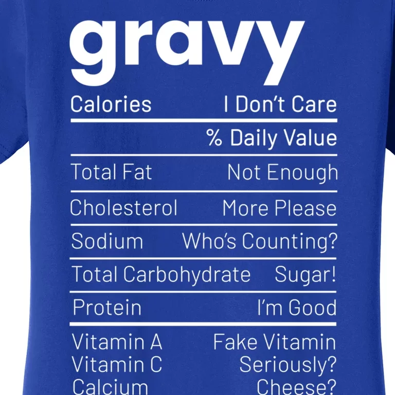 Turkey Gravy Nutrition Facts Thanksgiving Nutrition Facts Gift Women's T-Shirt