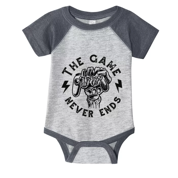 The Game Never Ends Gift Infant Baby Jersey Bodysuit