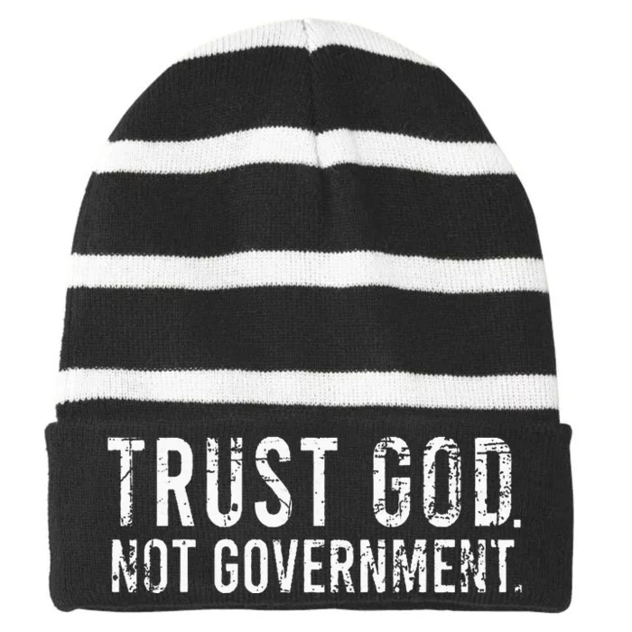 Trust God Not Government Striped Beanie with Solid Band