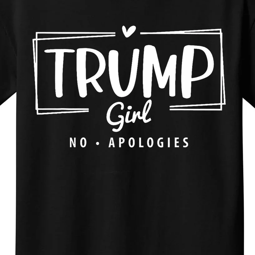 Trump Girl No Apologies Election 2024 Kids T-Shirt