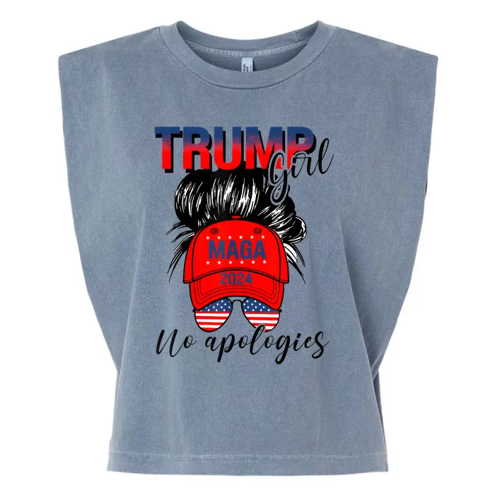 Trump Girl No Apologies Patriotic American Garment-Dyed Women's Muscle Tee