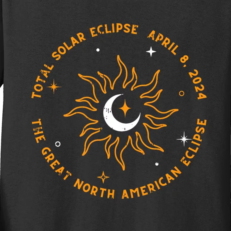 The Great North American Total Solar Eclipse April 8 2024 Kids Long Sleeve Shirt