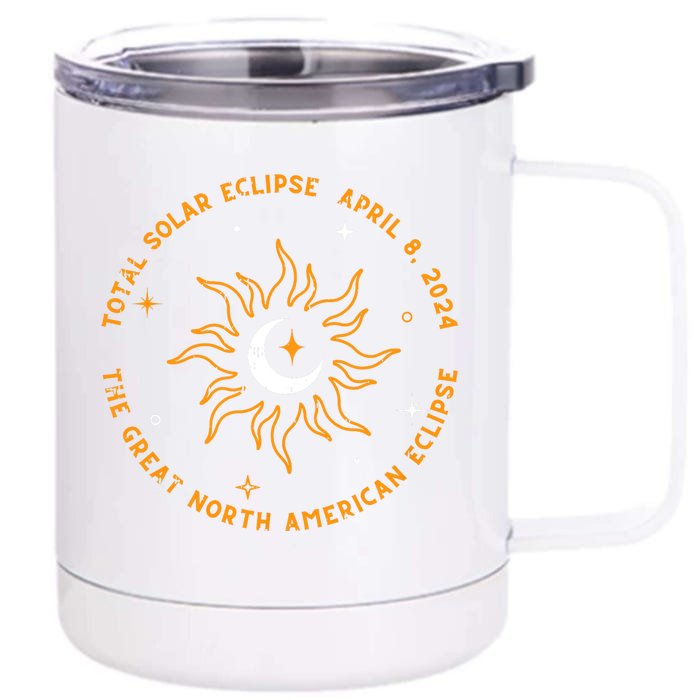 The Great North American Total Solar Eclipse April 8 2024 Front & Back 12oz Stainless Steel Tumbler Cup