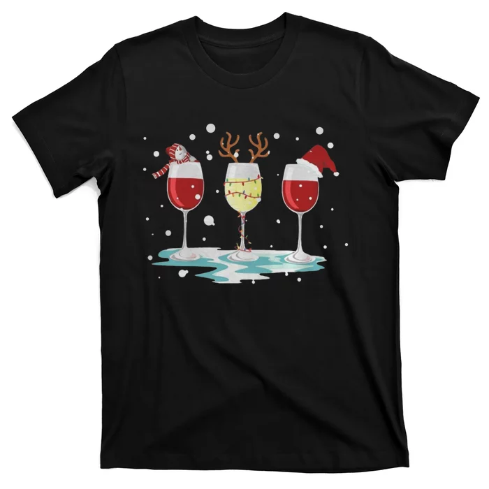 Three Glasses Of Wine Christmas T-Shirt