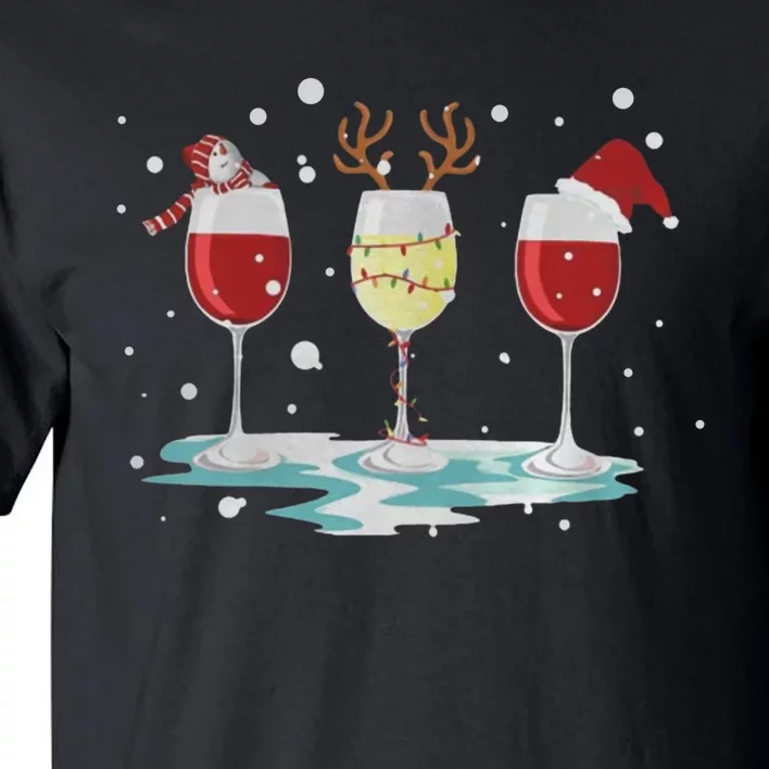 Three Glasses Of Wine Christmas Tall T-Shirt