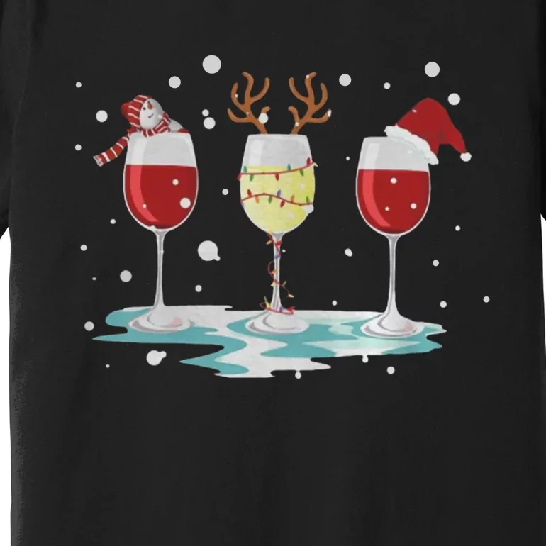 Three Glasses Of Wine Christmas Premium T-Shirt