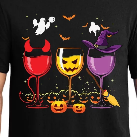 Three Glasses Of Wines Funny Halloween Wine Lover Pajama Set