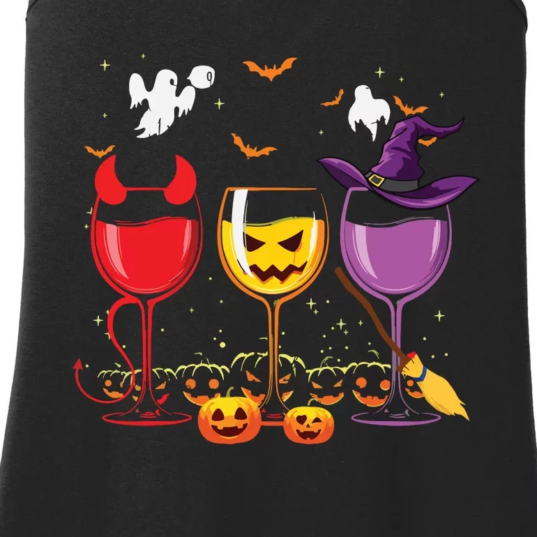 Three Glasses Of Wines Funny Halloween Wine Lover Ladies Essential Tank