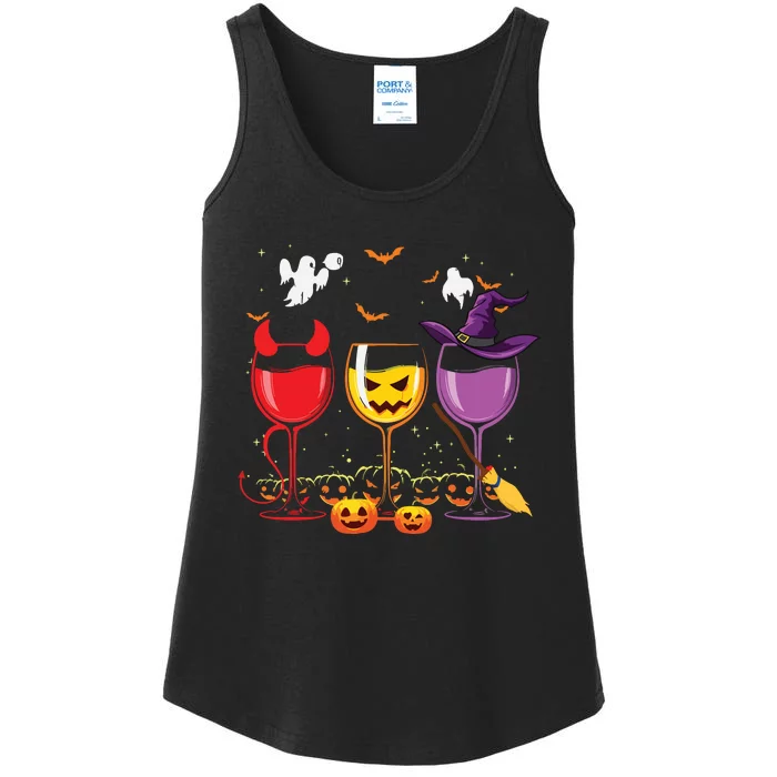 Three Glasses Of Wines Funny Halloween Wine Lover Ladies Essential Tank