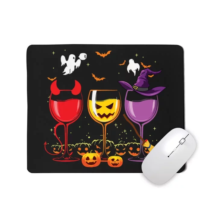 Three Glasses Of Wines Funny Halloween Wine Lover Mousepad