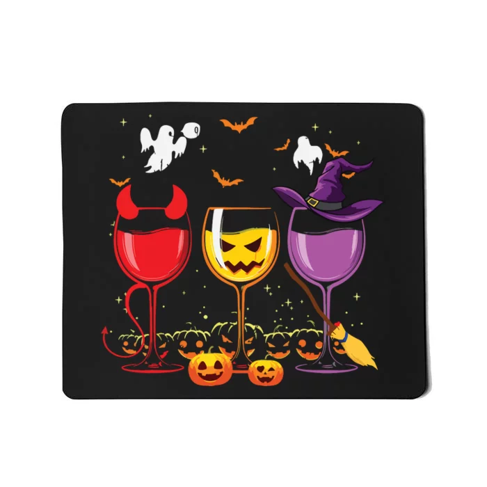 Three Glasses Of Wines Funny Halloween Wine Lover Mousepad