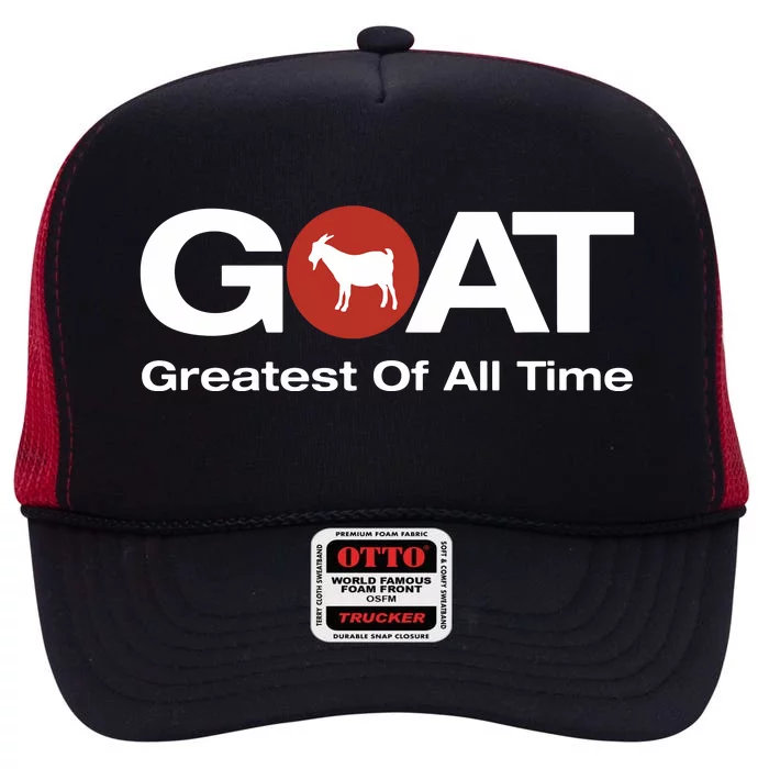 The Greatest Of All Time GOAT Design High Crown Mesh Trucker Hat