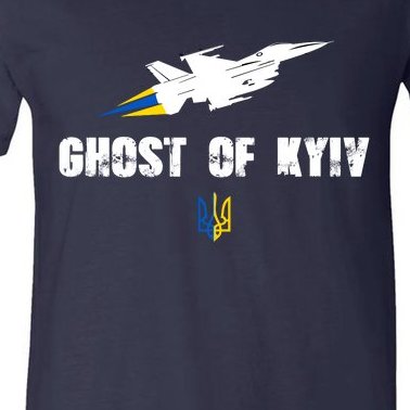 The Ghost Of Kyiv Fighter Pilot Military Stand With Ukraine V-Neck T-Shirt