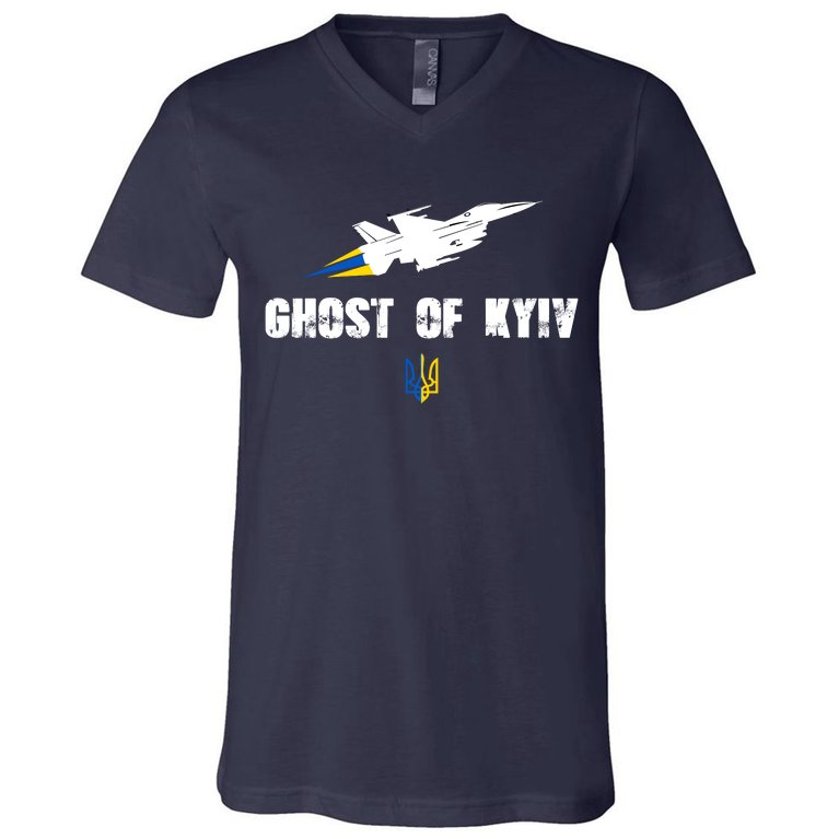 The Ghost Of Kyiv Fighter Pilot Military Stand With Ukraine V-Neck T-Shirt