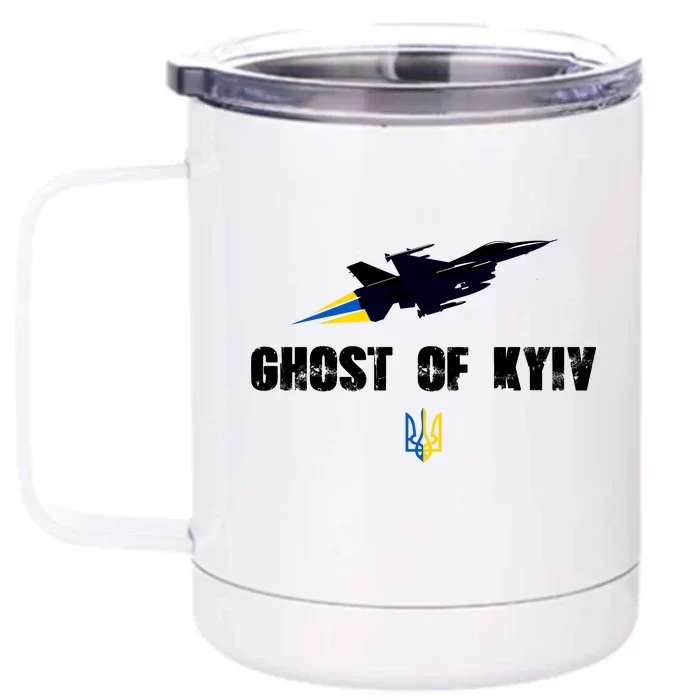 The Ghost Of Kyiv Fighter Pilot Military Stand With Ukraine Front & Back 12oz Stainless Steel Tumbler Cup