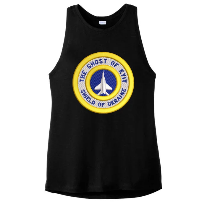 The Ghost Of Kyiv Shield Of Ukraine Ladies Tri-Blend Wicking Tank