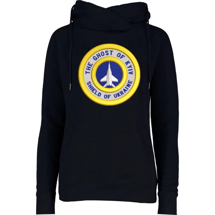 The Ghost Of Kyiv Shield Of Ukraine Womens Funnel Neck Pullover Hood