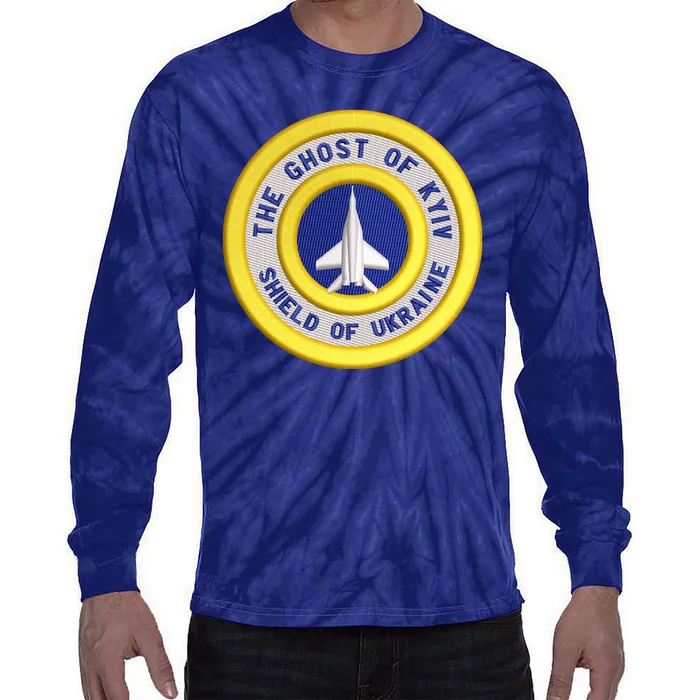 The Ghost Of Kyiv Shield Of Ukraine Tie-Dye Long Sleeve Shirt