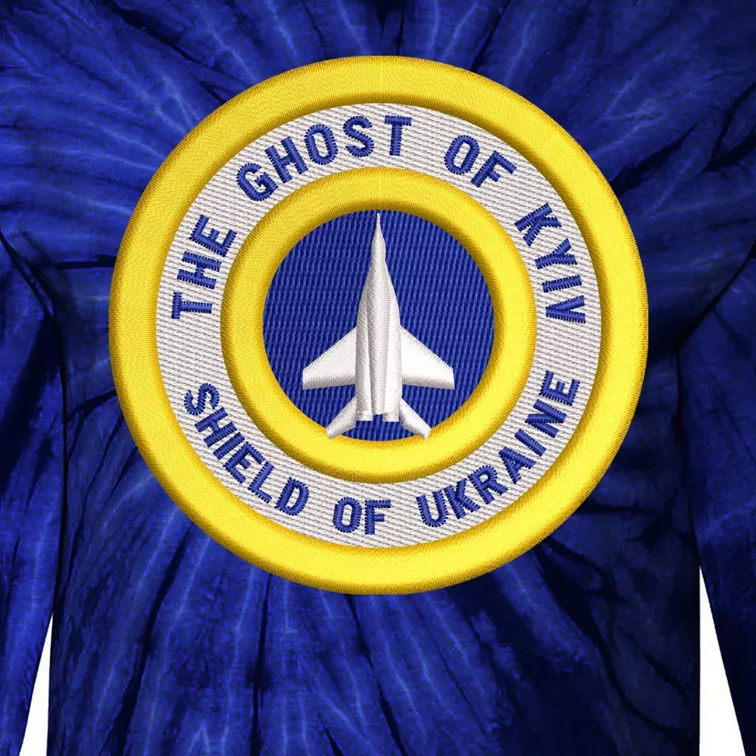 The Ghost Of Kyiv Shield Of Ukraine Tie-Dye Long Sleeve Shirt