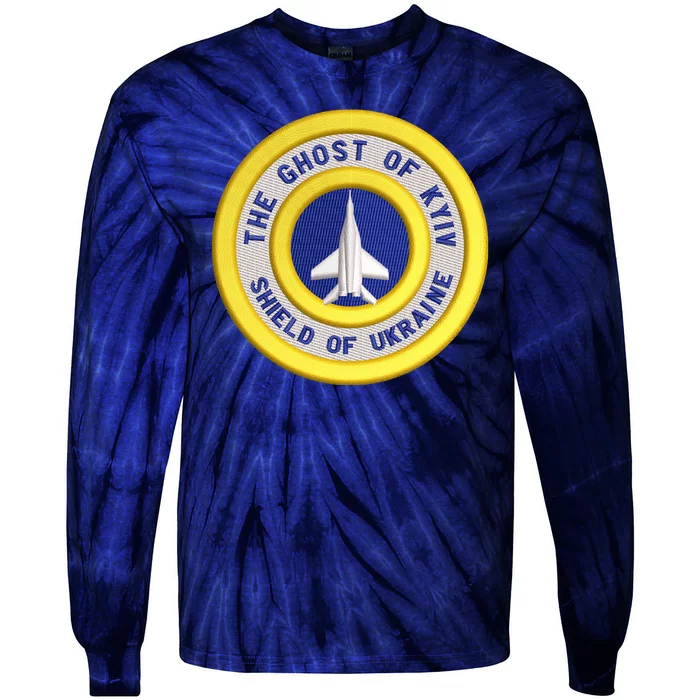 The Ghost Of Kyiv Shield Of Ukraine Tie-Dye Long Sleeve Shirt