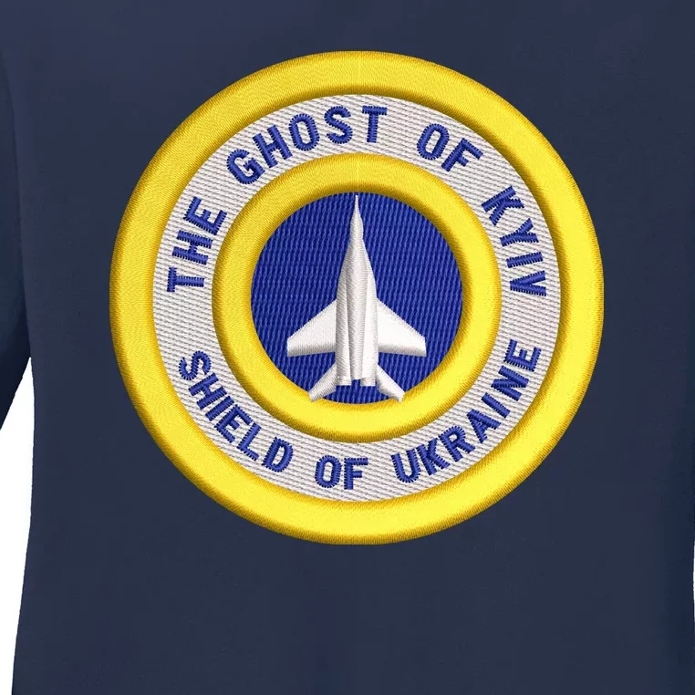 The Ghost Of Kyiv Shield Of Ukraine Ladies Long Sleeve Shirt