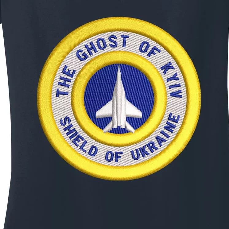 The Ghost Of Kyiv Shield Of Ukraine Women's V-Neck T-Shirt