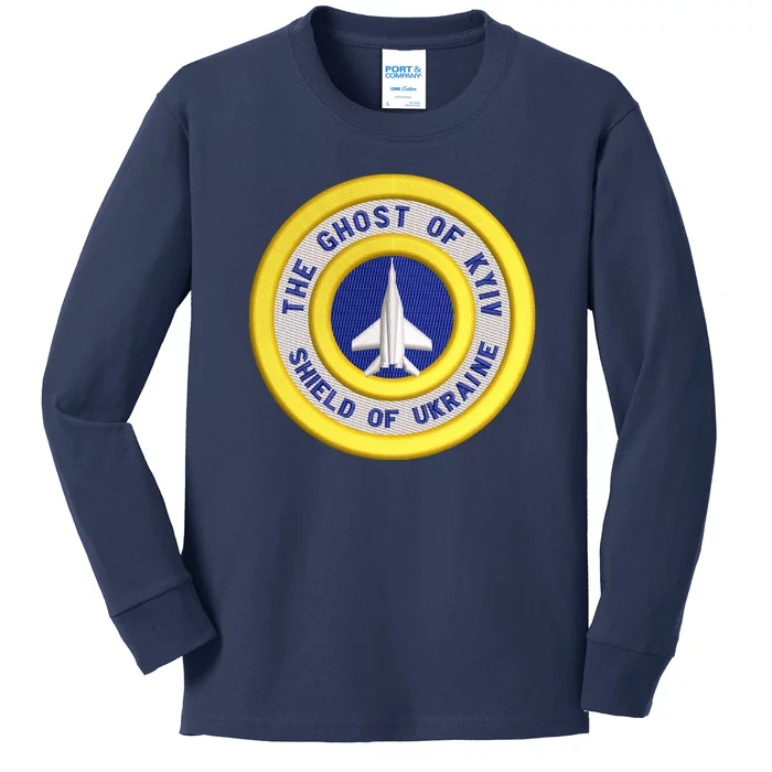 The Ghost Of Kyiv Shield Of Ukraine Kids Long Sleeve Shirt