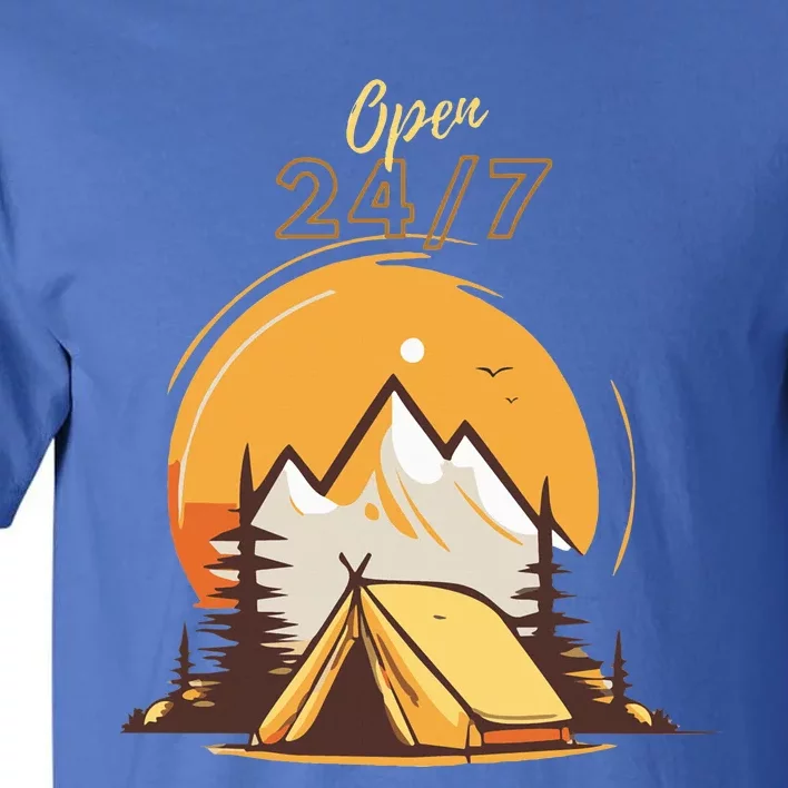 The Great Outdoors Open 247 Camping Scene Tall T-Shirt