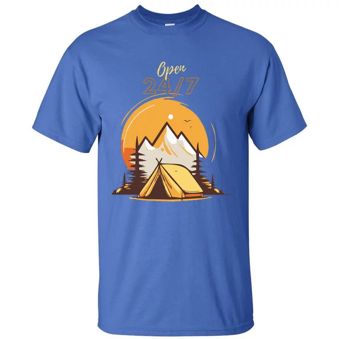 The Great Outdoors Open 247 Camping Scene Tall T-Shirt