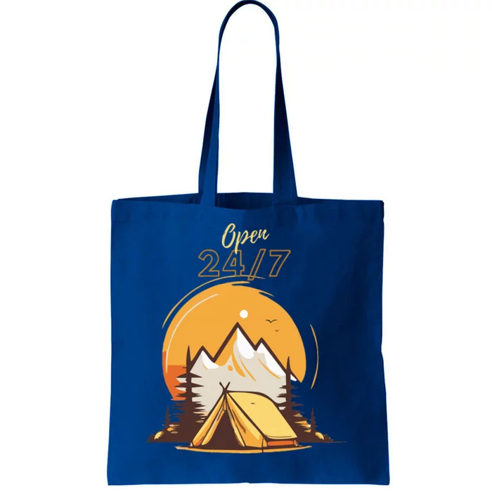 The Great Outdoors Open 247 Camping Scene Tote Bag