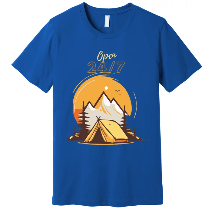 The Great Outdoors Open 247 Camping Scene Premium T-Shirt