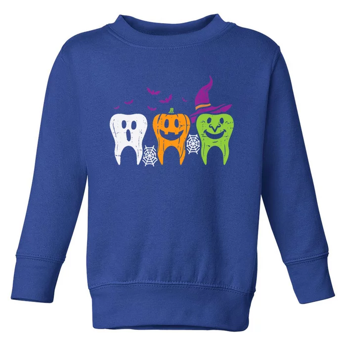 Teeth Ghost Pumpkin Witch Cute Dental Halloween Dentist Gift Toddler Sweatshirt