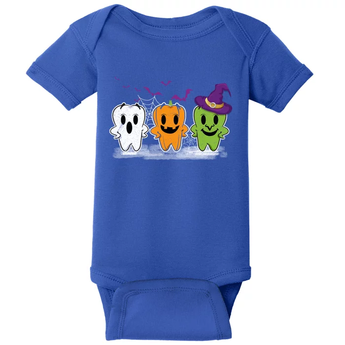 Teeth Ghost Pumpkin Witch Cute Dental Halloween Dentist Meaningful Gift Baby Bodysuit