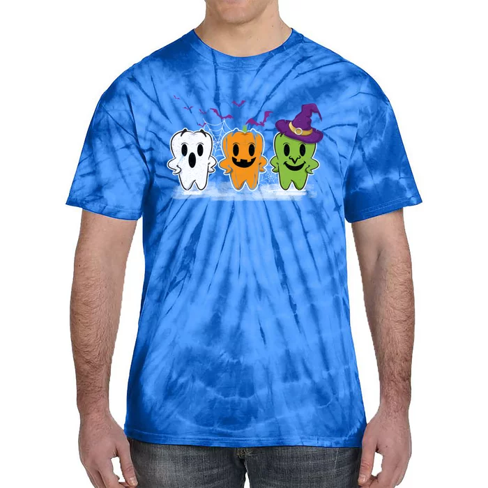 Teeth Ghost Pumpkin Witch Cute Dental Halloween Dentist Meaningful Gift Tie-Dye T-Shirt