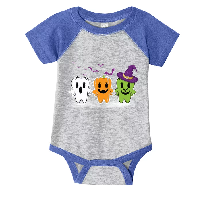 Teeth Ghost Pumpkin Witch Cute Dental Halloween Dentist Meaningful Gift Infant Baby Jersey Bodysuit