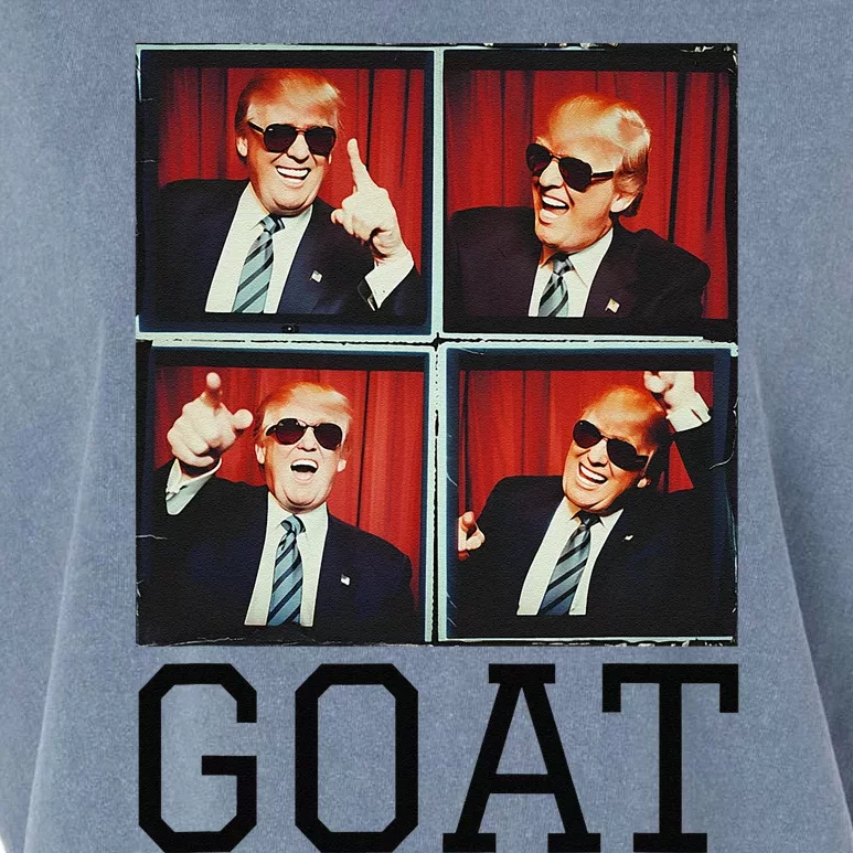 The Greatest President Photobooth Cool Donald Trump Goat Garment-Dyed Women's Muscle Tee