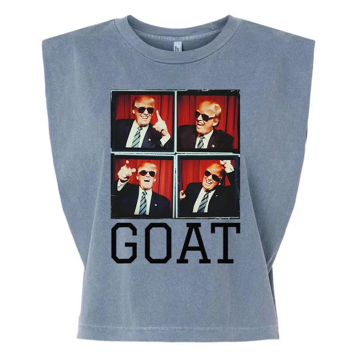 The Greatest President Photobooth Cool Donald Trump Goat Garment-Dyed Women's Muscle Tee