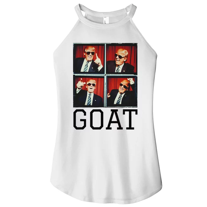 The Greatest President Photobooth Cool Donald Trump Goat Women’s Perfect Tri Rocker Tank