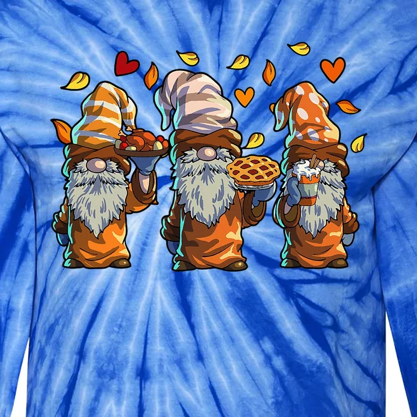 Thanksgiving Gnome  Pumpkin Pie Turkey Fall Tie-Dye Long Sleeve Shirt