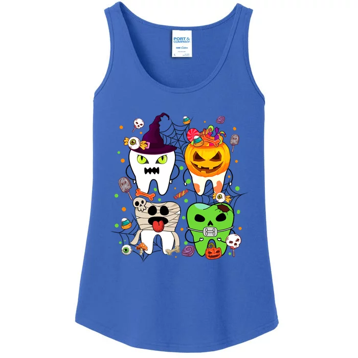 Teeth Ghost Pumpkin Witch Cute Dental Halloween Dentist Gift Ladies Essential Tank